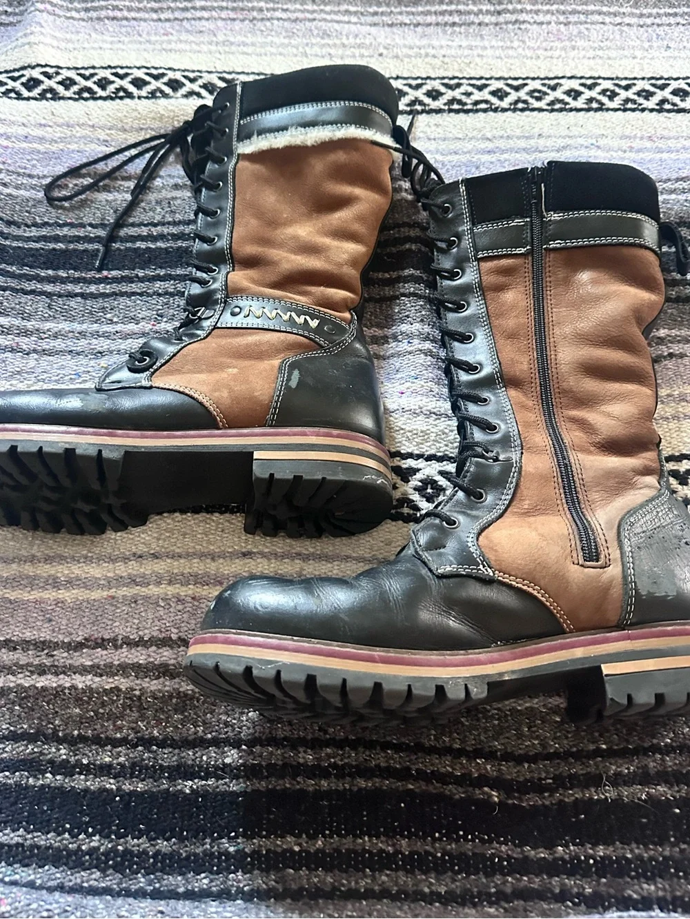 overland ilka wool-lined leather boots sheepskin size 42